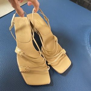 Rangoni Beige Leather/Snakeskin Strappy Sandal Heels size 9.5